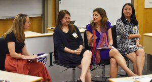 Amelie Dionne-Charest (left) speaks at a Canadian Chamber of Commerce event Amelie Dionne-Charest (left) speaks at a Canadian Chamber of Commerce event