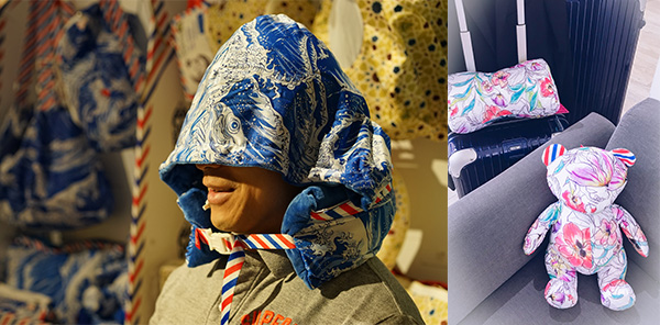 左圖:頸枕連小帽, 右圖:玩具元素融入產品 左圖:頸枕連小帽, 右圖:玩具元素融入產品